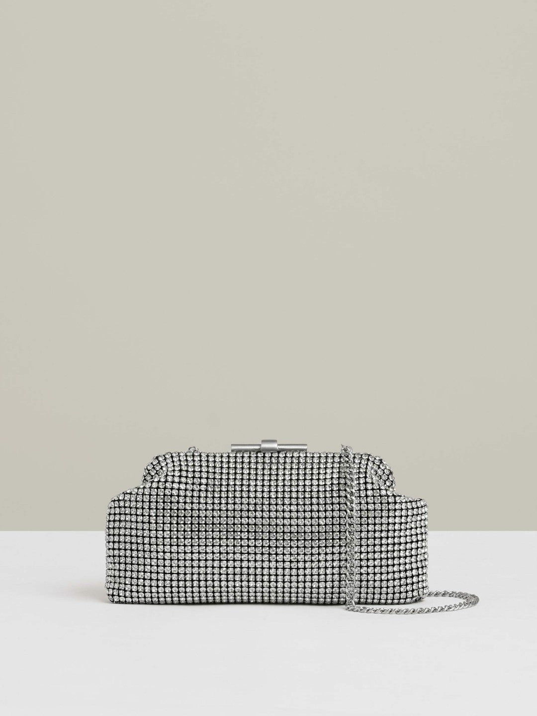 Reiss Embellished Clutch Bag in Silver