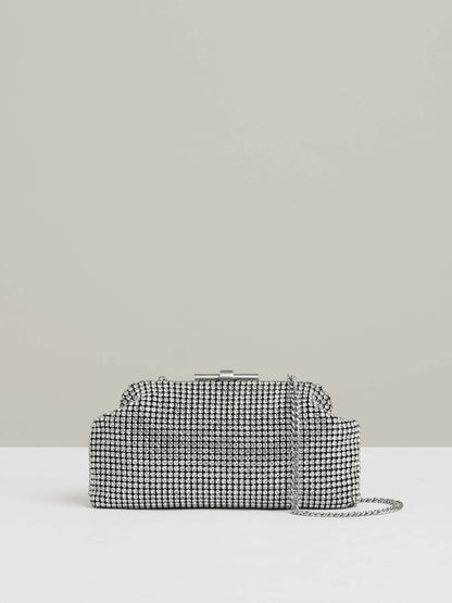 Reiss Embellished Clutch Bag in Silver