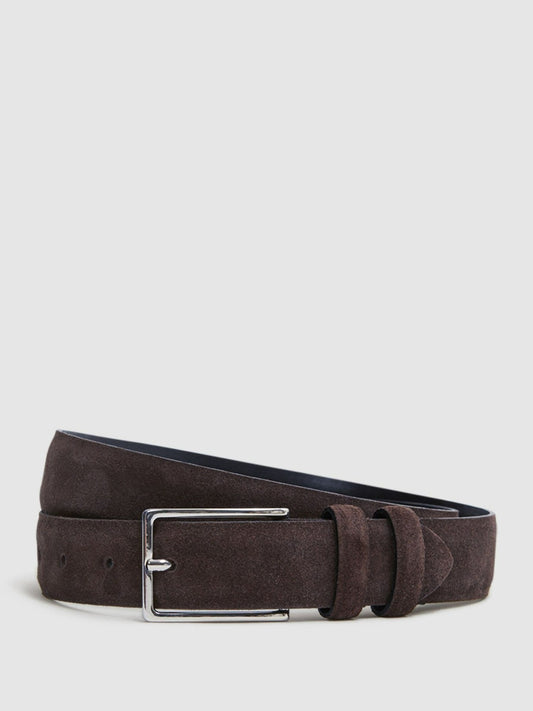 Reiss Suede Belt in Chocolate