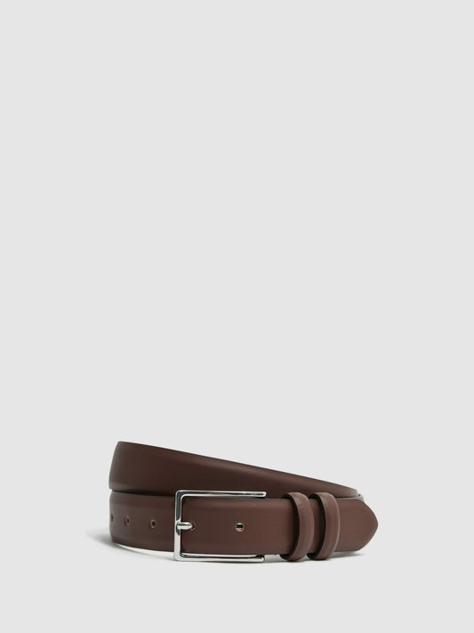 Reiss Smooth Leather Belt in Tan