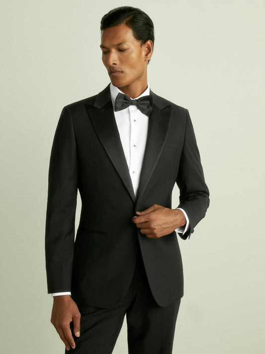 Reiss Regular Fit Single Breasted Tuxedo Jacket in Black