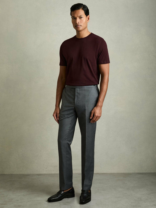 Reiss Cotton Crew Neck T-Shirt in Bordeaux