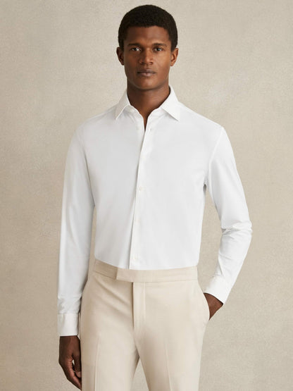 Reiss Regular Fit Button-Through Travel Shirt in White