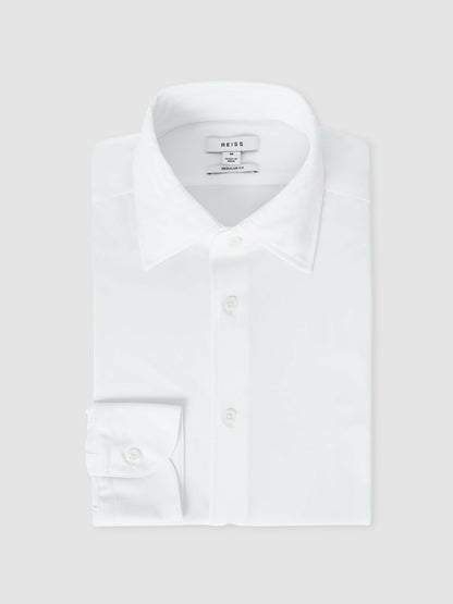 Reiss Regular Fit Button-Through Travel Shirt in White