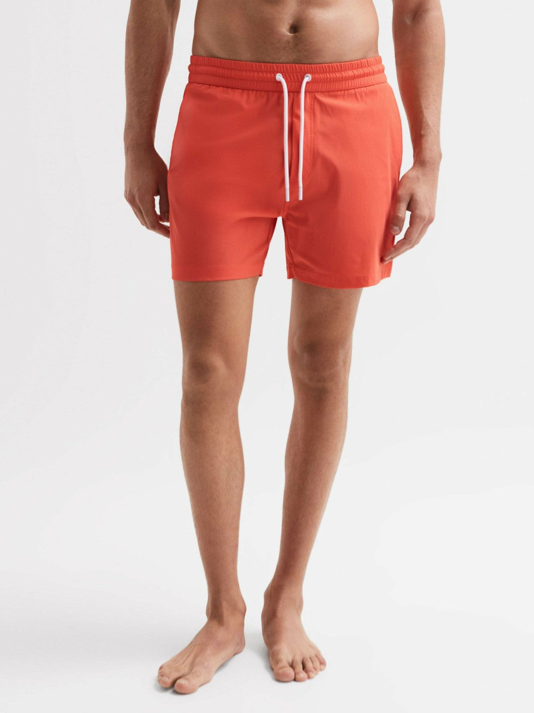 Reiss Plain Drawstring Swim Shorts in Bright Orange
