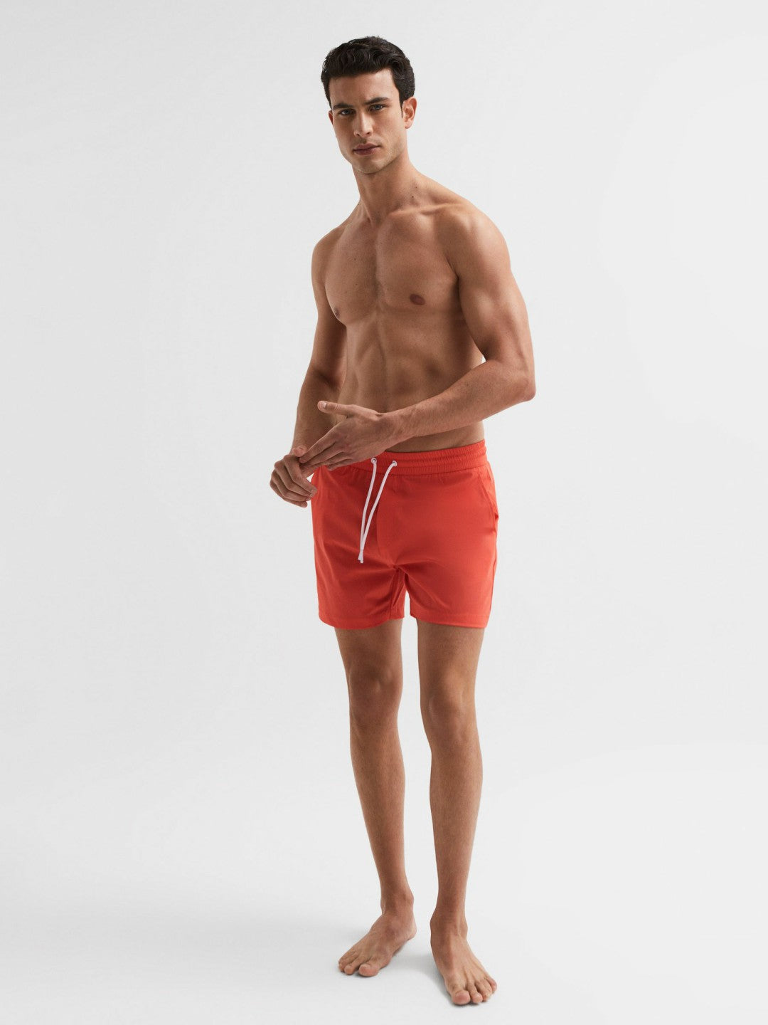 Reiss Plain Drawstring Swim Shorts in Bright Orange