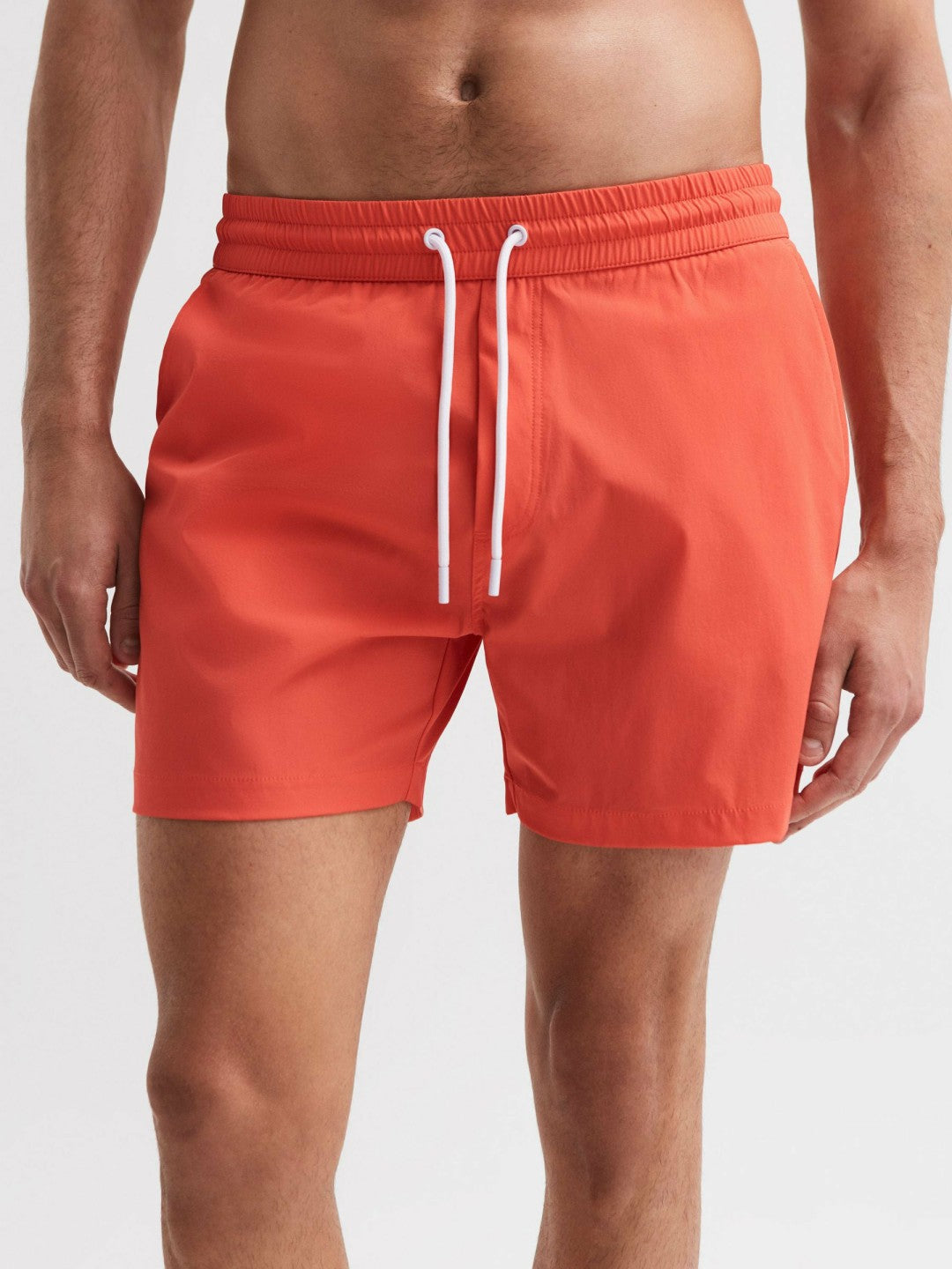 Reiss Plain Drawstring Swim Shorts in Bright Orange