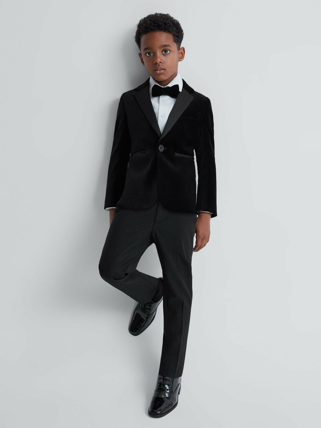 Reiss 3-9 yrs Tuxedo Satin Stripe Trousers in Black