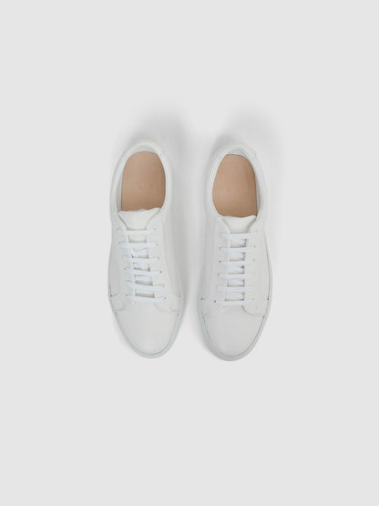 Reiss Tumbled-Leather Low-Top Trainers in White