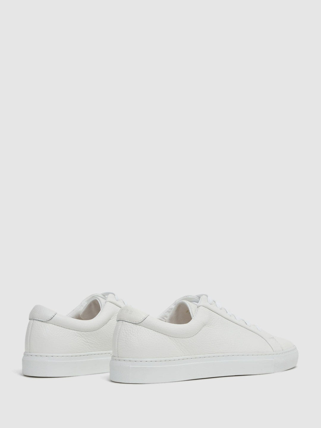 Reiss Tumbled-Leather Low-Top Trainers in White