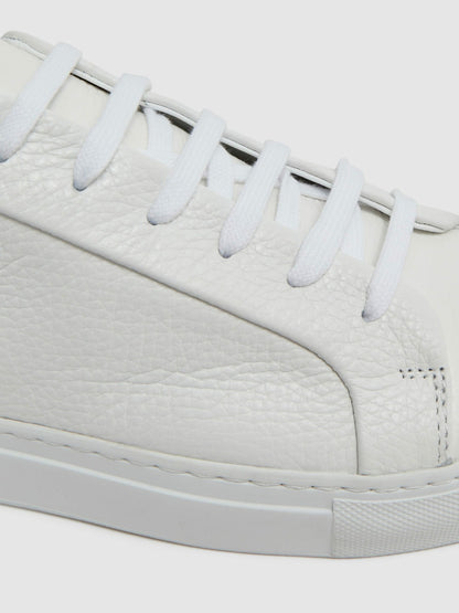 Reiss Tumbled-Leather Low-Top Trainers in White