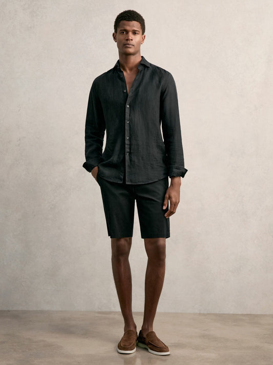 Reiss Cotton Chino Shorts with Stretch in Black