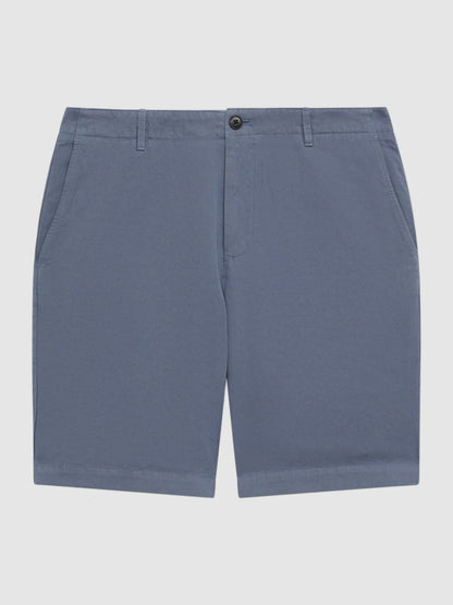 Reiss Cotton-Linen Blend Shorts in Airforce Blue