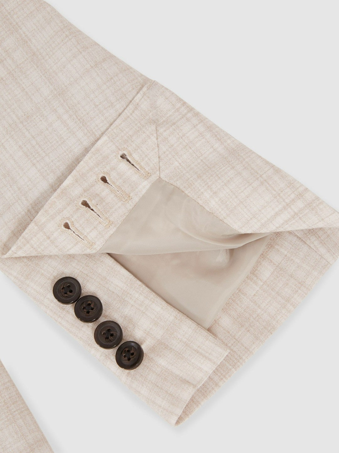 Reiss Double-Breasted Check Suit Blazer Regular-Fit in Stone