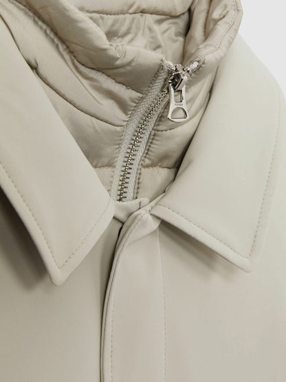 Reiss 9-13 yrs Gabardine Coat with Removable Gilet in Stone