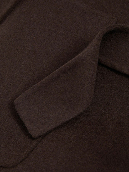 Reiss Wool Blend Double Breasted Blindseam Coat in Chocolate