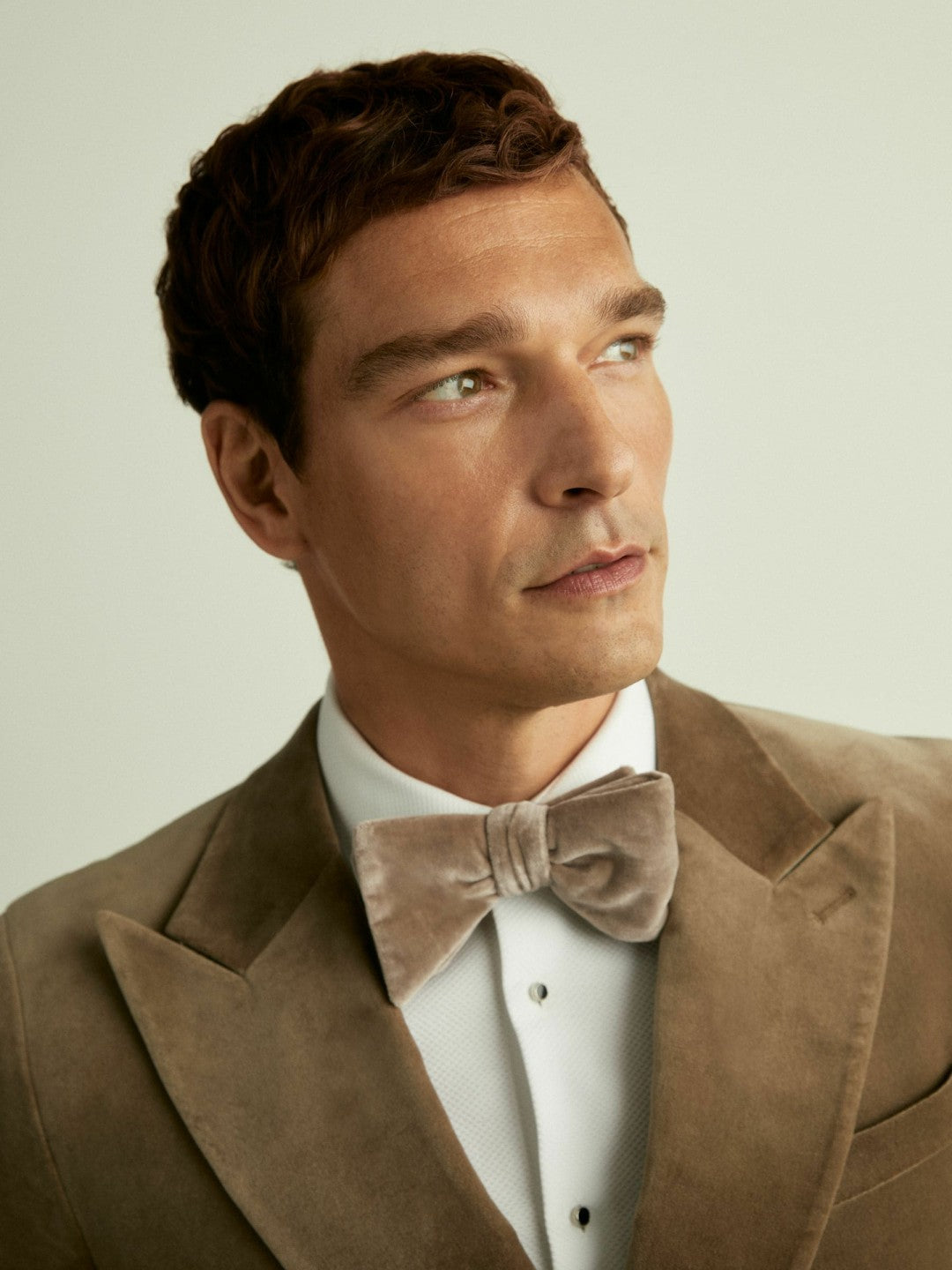 Reiss Velvet Bow Tie in Taupe Brown