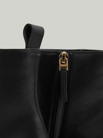 Reiss Leather Blocked Heel Ankle Boots in Black