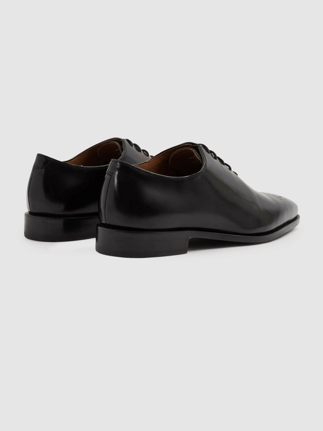 Reiss Leather Brogue Detail Lace-Up Shoes in Black