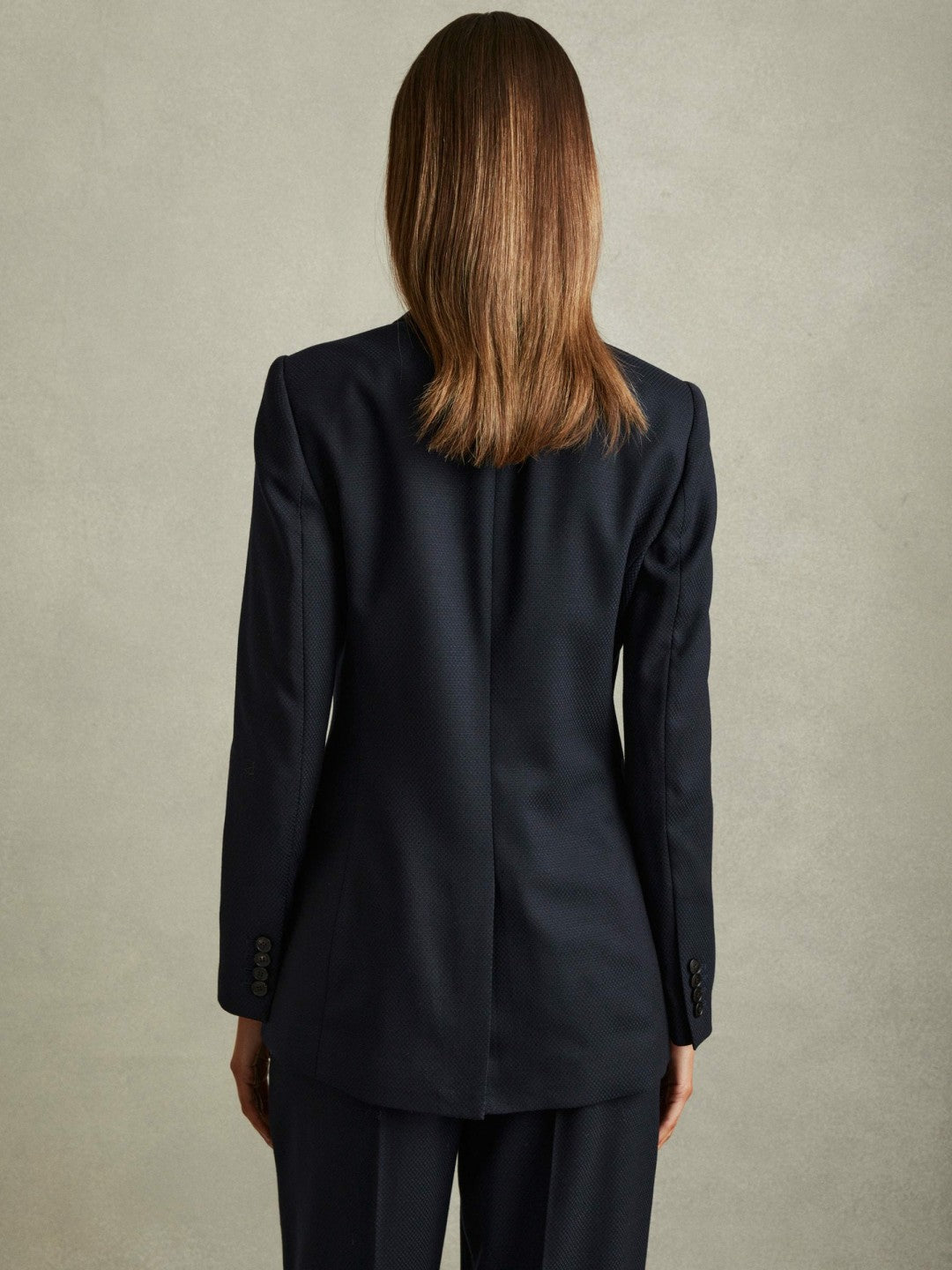 Reiss Textured Single Breasted Suit Blazer in Navy