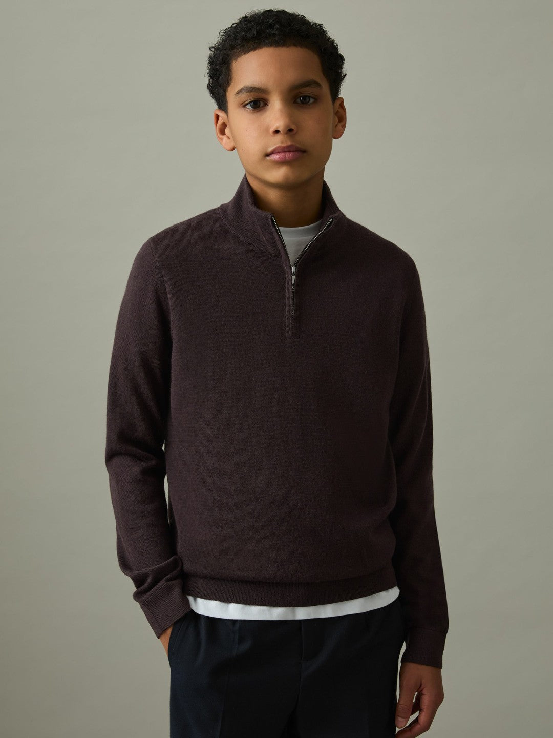 Reiss 9-13 yrs Two Pack Of Merino Wool Zip-Neck Jumpers in Navy/Dark Bordeaux