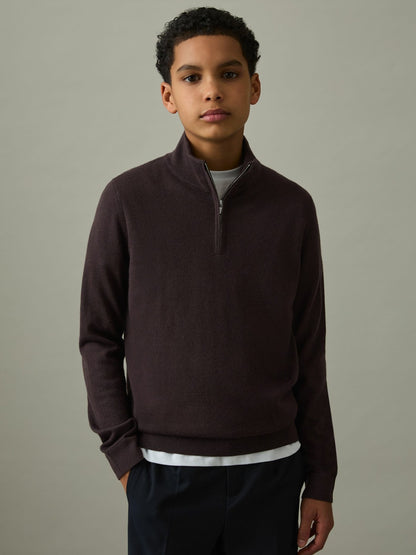 Reiss 9-13 yrs Two Pack Of Merino Wool Zip-Neck Jumpers in Navy/Dark Bordeaux