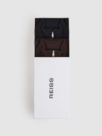 Reiss 9-13 yrs Two Pack Of Merino Wool Zip-Neck Jumpers in Navy/Dark Bordeaux