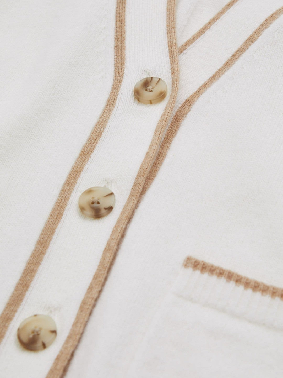 Reiss 9-13 yrs Wool-Blend Stripe-Detail Cardigan With Cashmere in Cream