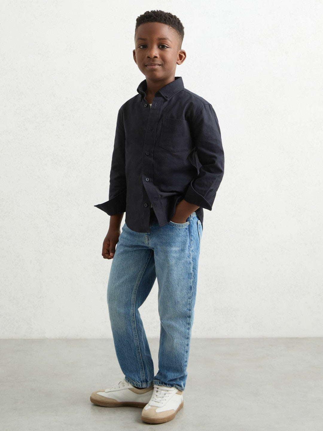 Reiss 9-13 yrs Button Down Oxford Shirt in Navy