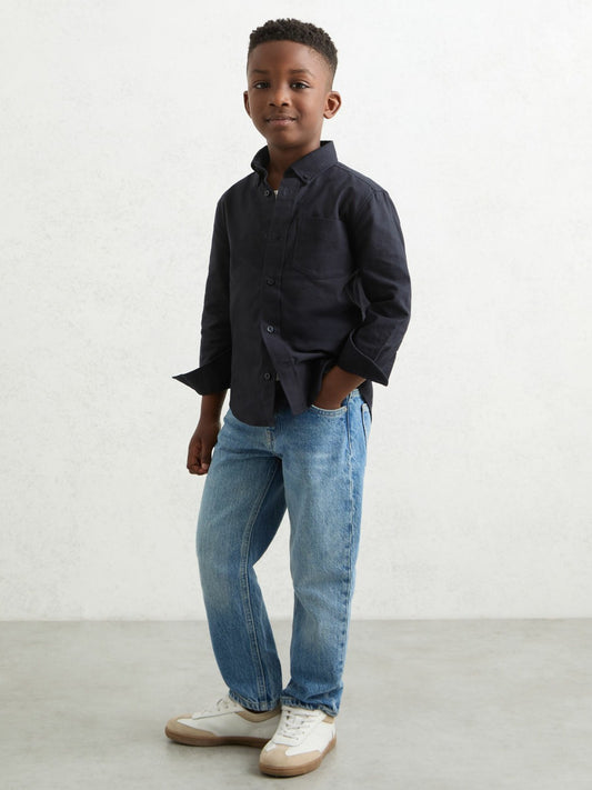 Reiss 9-13 yrs Button Down Oxford Shirt in Navy