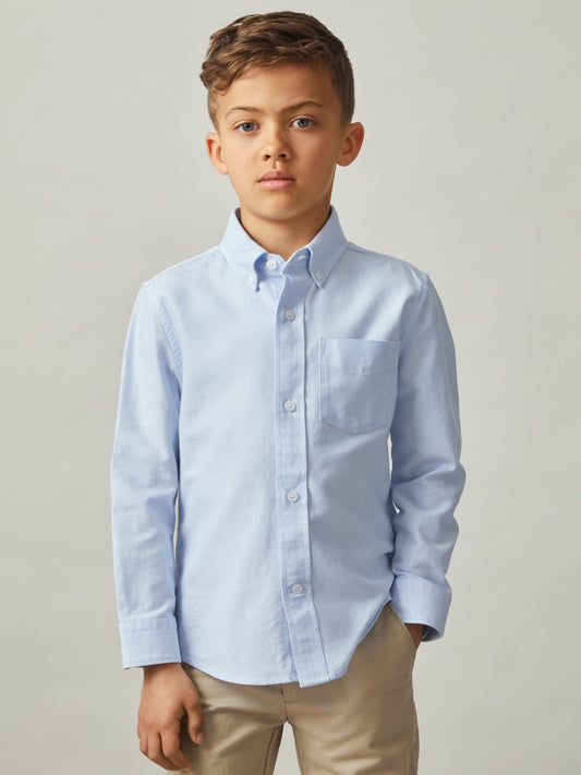 Reiss 3-9 yrs Button Down Oxford Shirt in Soft Blue