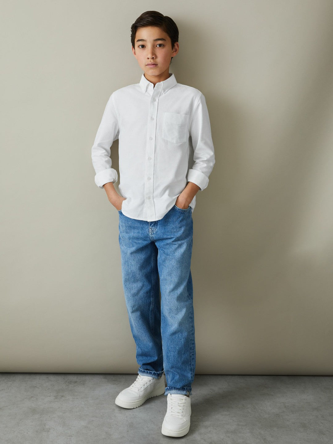 Reiss 9-13 yrs Button Down Oxford Shirt in White