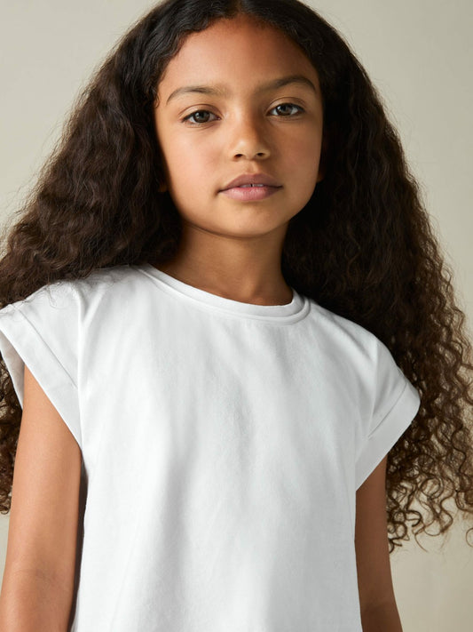 Reiss 9-13 yrs Cotton-Jersey Cropped T-Shirt in White