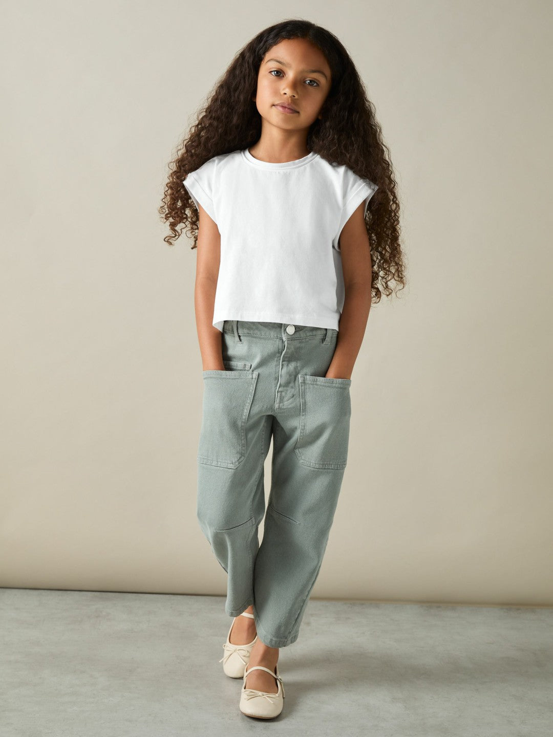 Reiss 9-13 yrs Cotton-Jersey Cropped T-Shirt in White