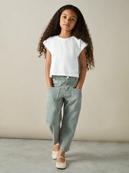 Reiss 9-13 yrs Cotton-Jersey Cropped T-Shirt in White