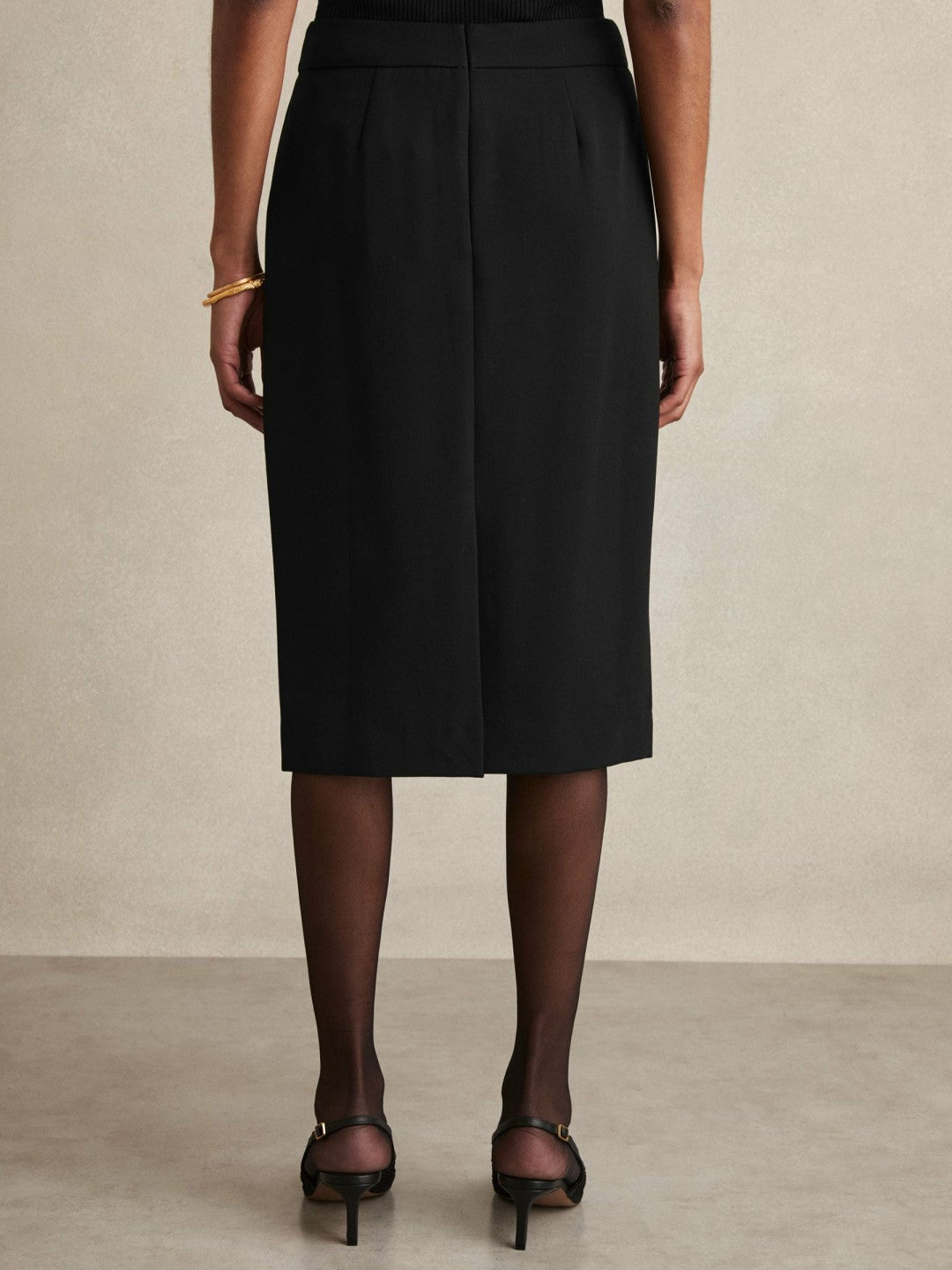 Reiss Tailored Midi Suit Skirt in Black