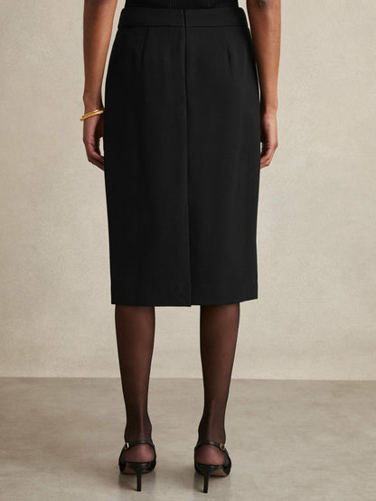 Reiss Tailored Midi Suit Skirt in Black