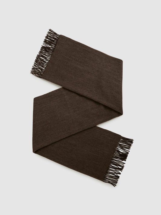 Reiss Wool-Cashmere Scarf in Chocolate