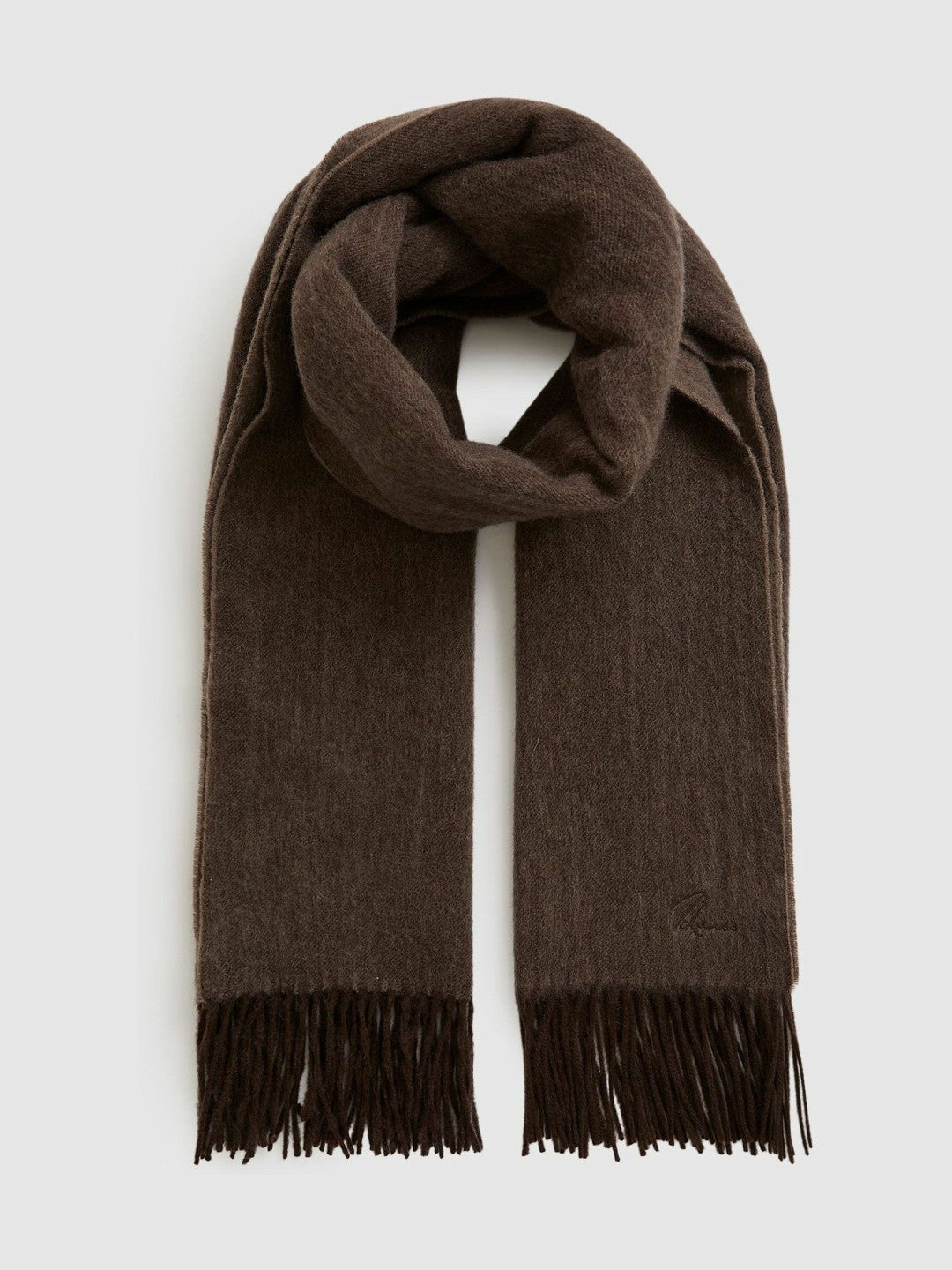Reiss Wool-Cashmere Scarf in Chocolate