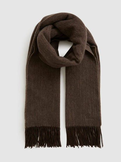 Reiss Wool-Cashmere Scarf in Chocolate