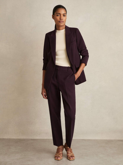 Reiss Petite Slim Fit Suit Trousers in Berry