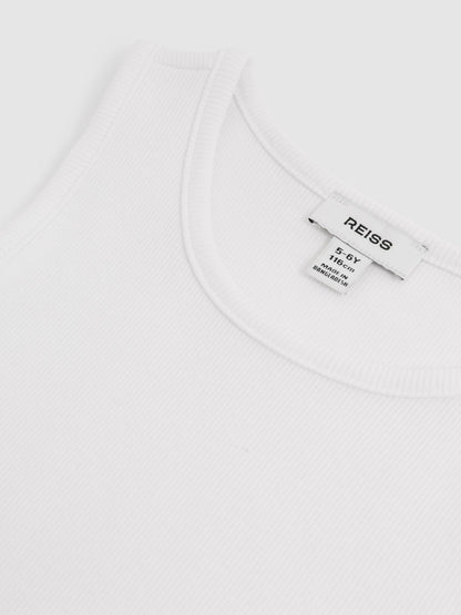 Reiss 3-9 yrs Cotton Stretch Ribbed Vest 3 Pack in White