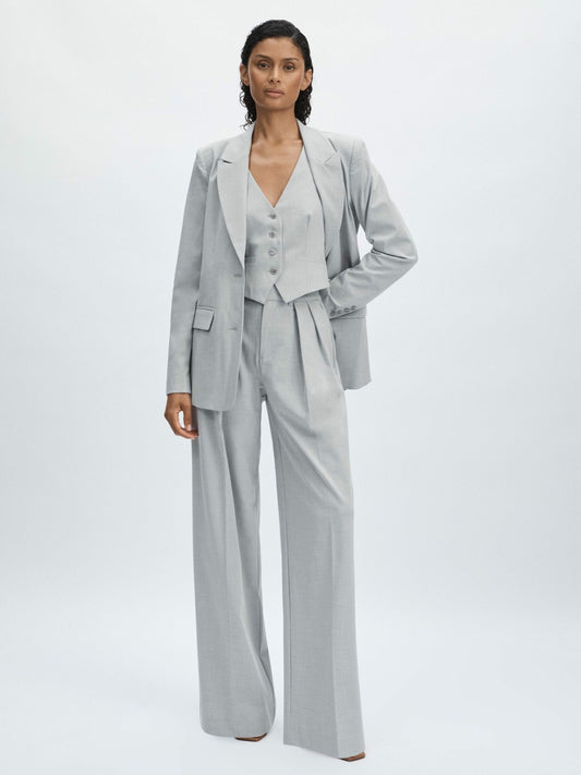 Reiss Good American Sharkskin Suit Waistcoat in Heather Grey