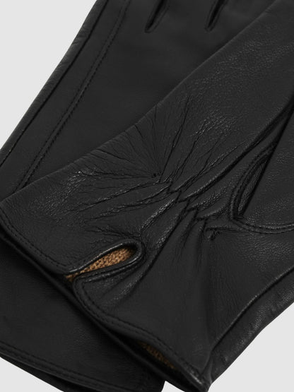 Reiss Leather Gloves in Black