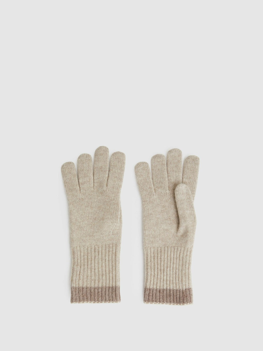 Reiss Wool Blend Tipped Gloves in Taupe