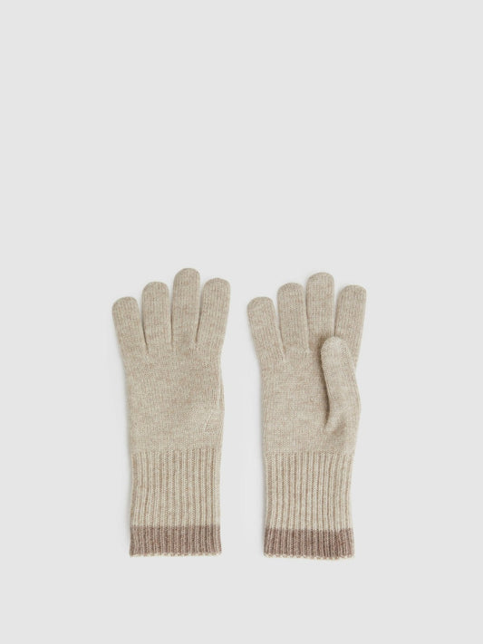 Reiss Wool Blend Tipped Gloves in Taupe