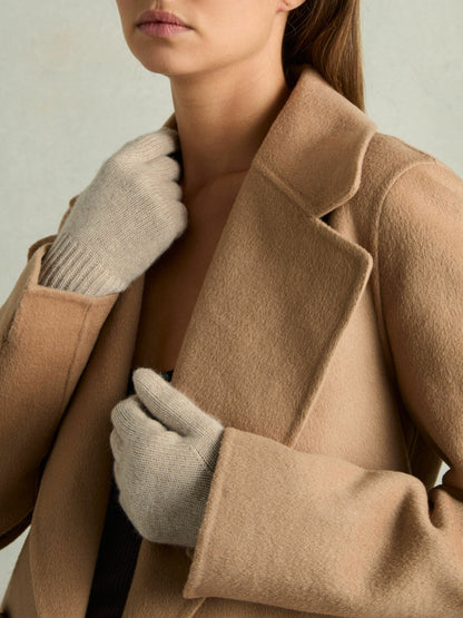 Reiss Wool Blend Tipped Gloves in Taupe