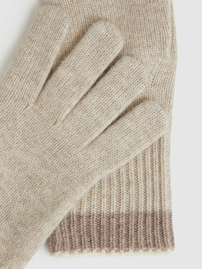 Reiss Wool Blend Tipped Gloves in Taupe