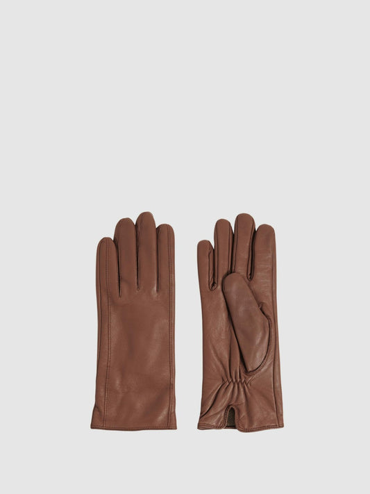 Reiss Leather Gloves in Tan