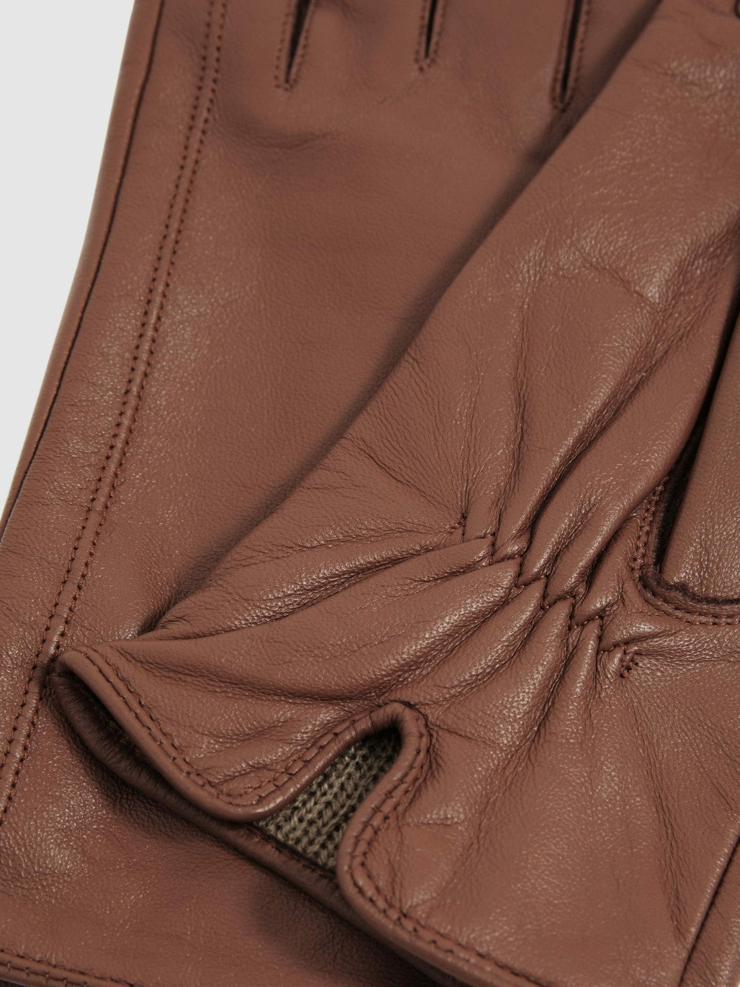 Reiss Leather Gloves in Tan